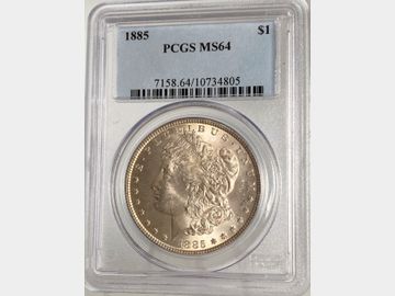 1885 USA 'Philadelphia Mint' Morgan Silver Dollar PCGS MS64