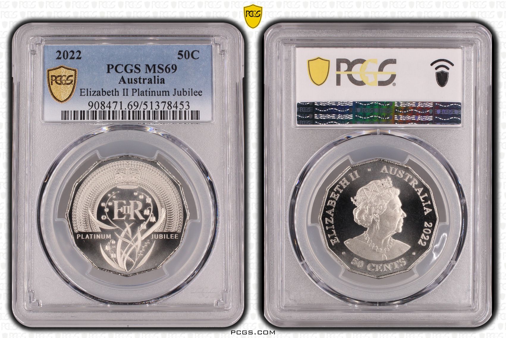 Elizabeth II Platinum Jubilee, Fifty Cent, 2022, PCGS MS69