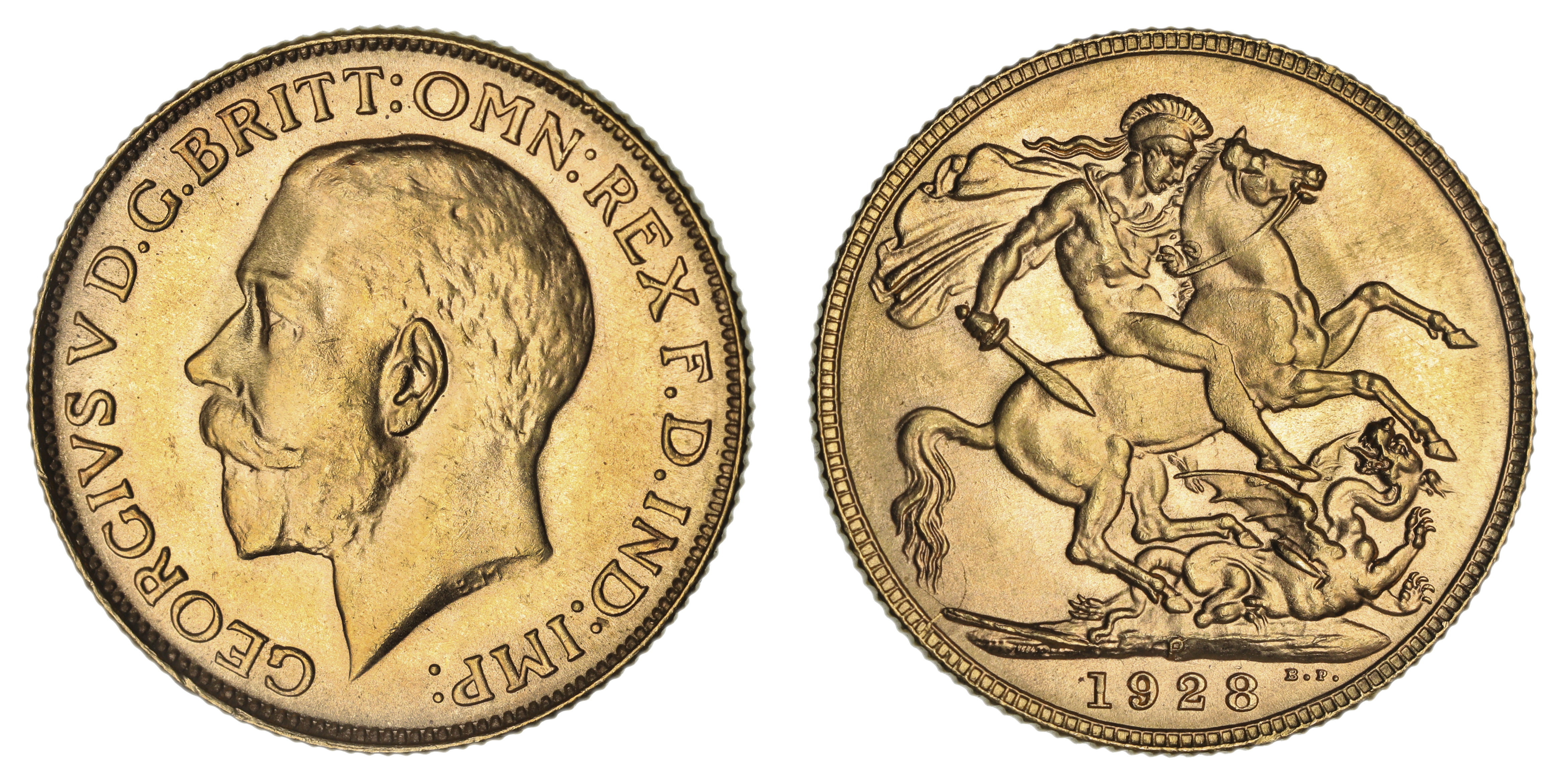George V, St. George Reverse - Perth Mint, Sovereign, 1928, UNC