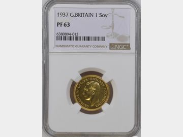1937 GEORGE VI PROOF GOLD SOVEREIGN PF63