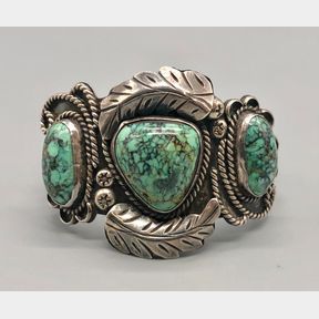 Vintage Three Stone Bracelet with Beautiful Turquoise