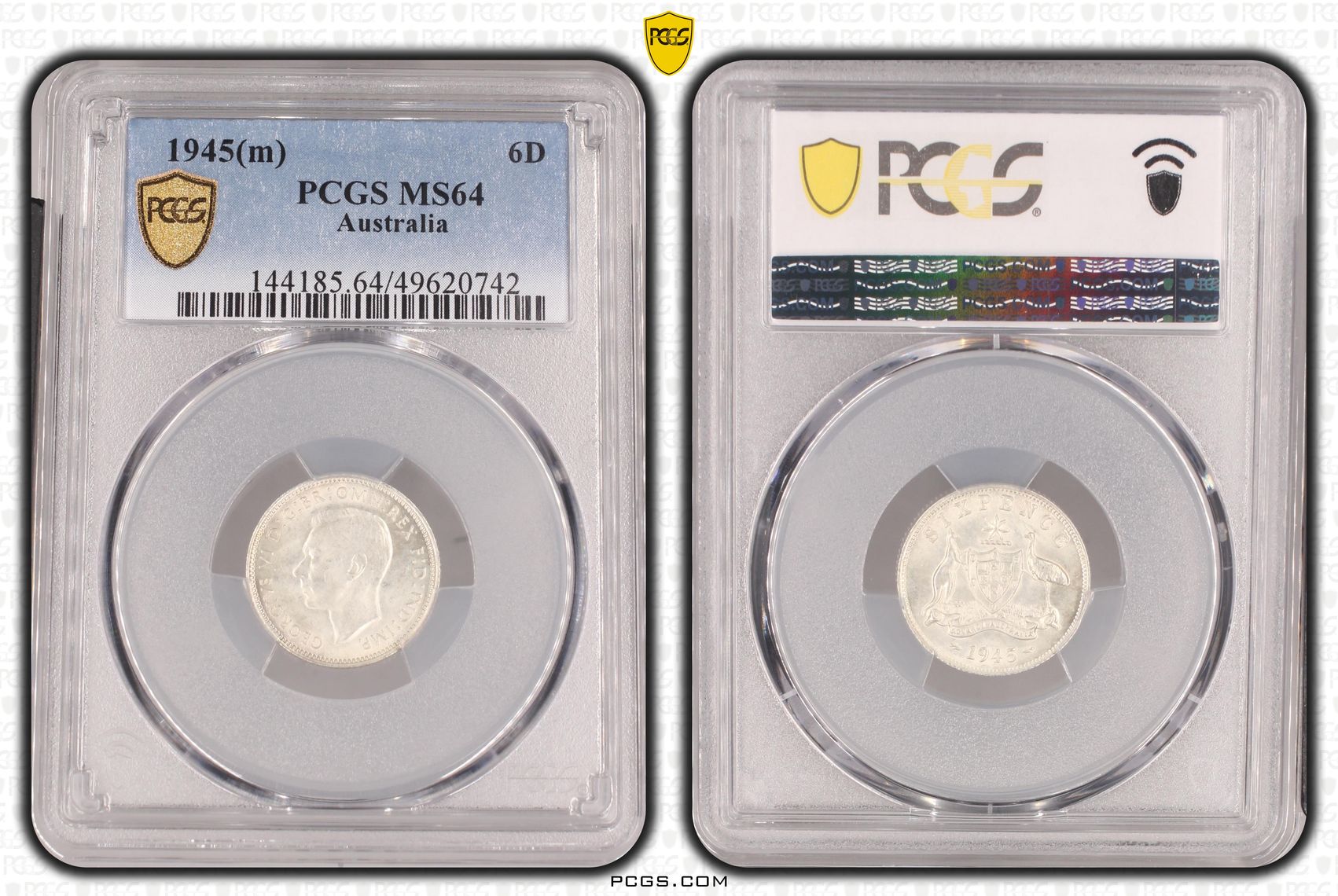 George VI, Sixpence, 1945(m), PCGS MS64