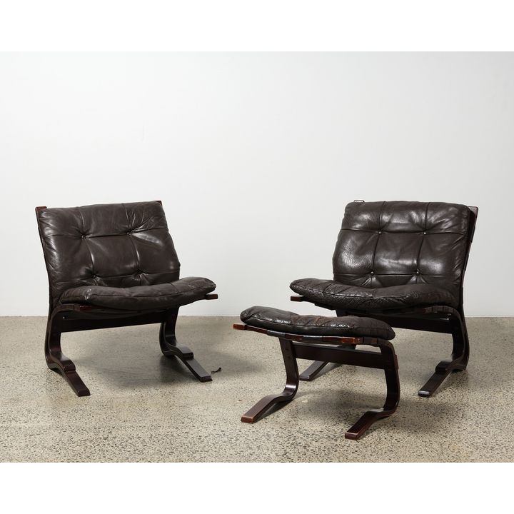 Ingmar Relling - Pair of mid-century steam-bent cantilevered lounge chairs