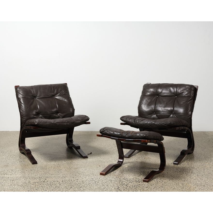 Ingmar Relling - Pair of mid-century steam-bent cantilevered lounge chairs