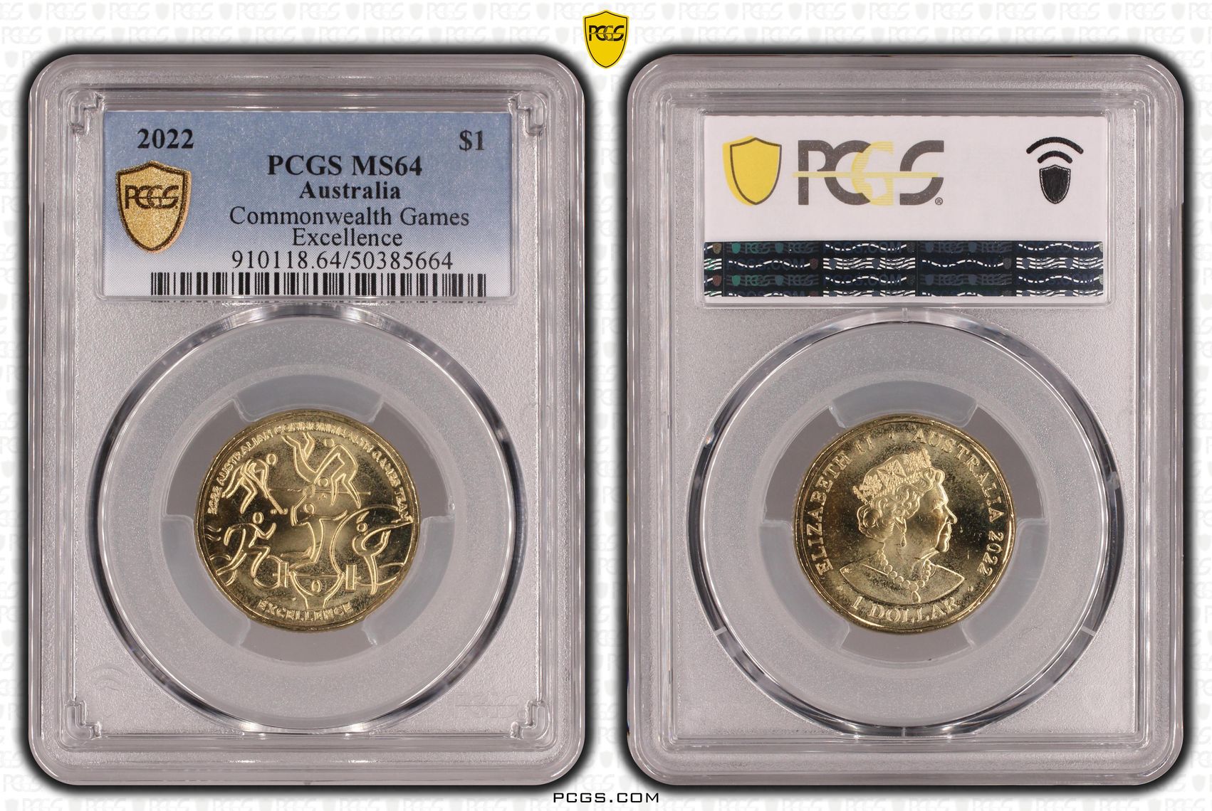 492 · Elizabeth II, Commonwealth Games - Excellence , One Dollar, 2022, PCGS MS64