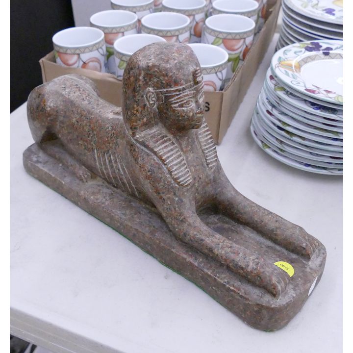 Carved Soapstone Sphinx Statue- 15'' long