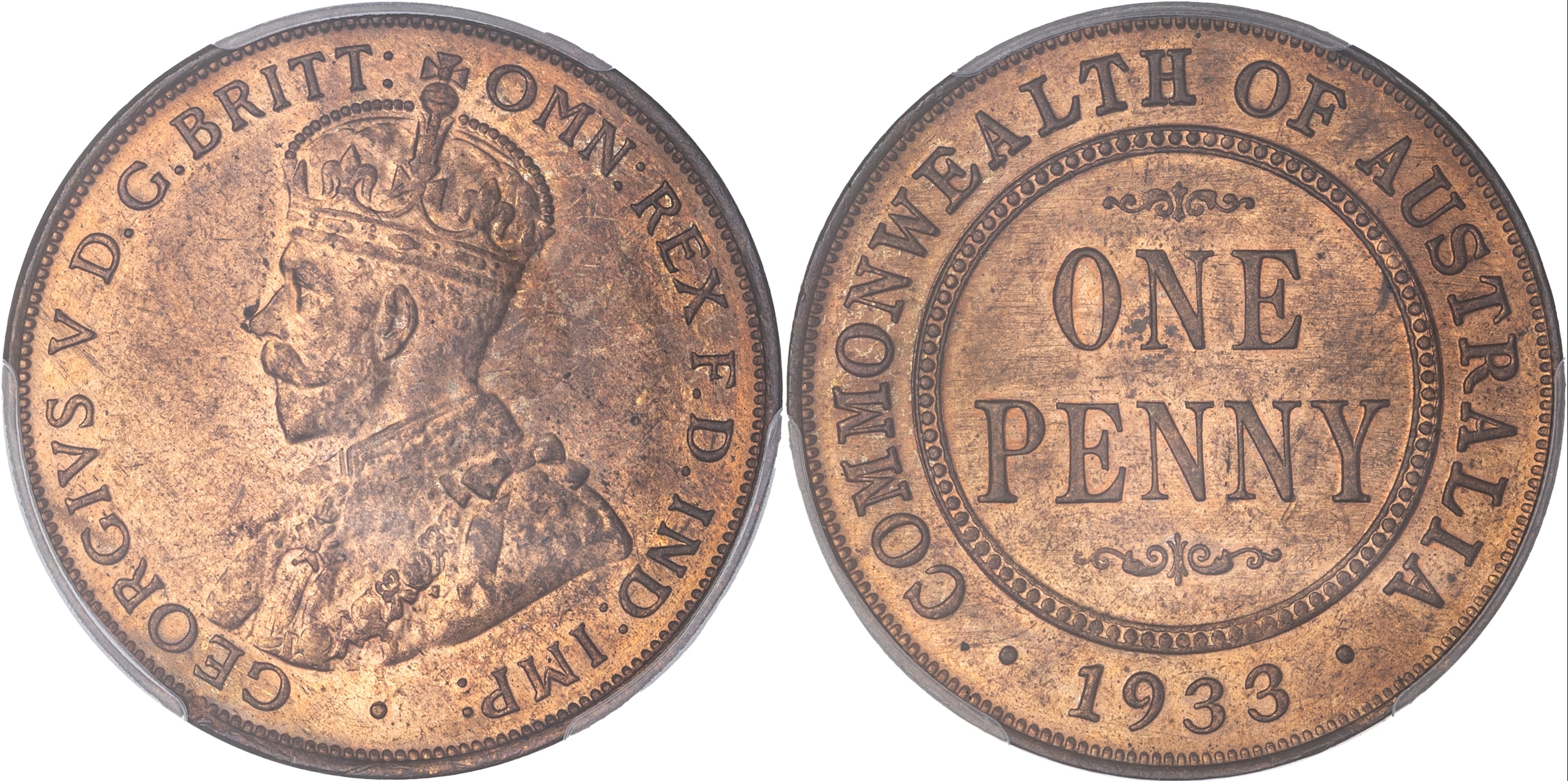 George V, Penny, 1933, PCGS MS64RB