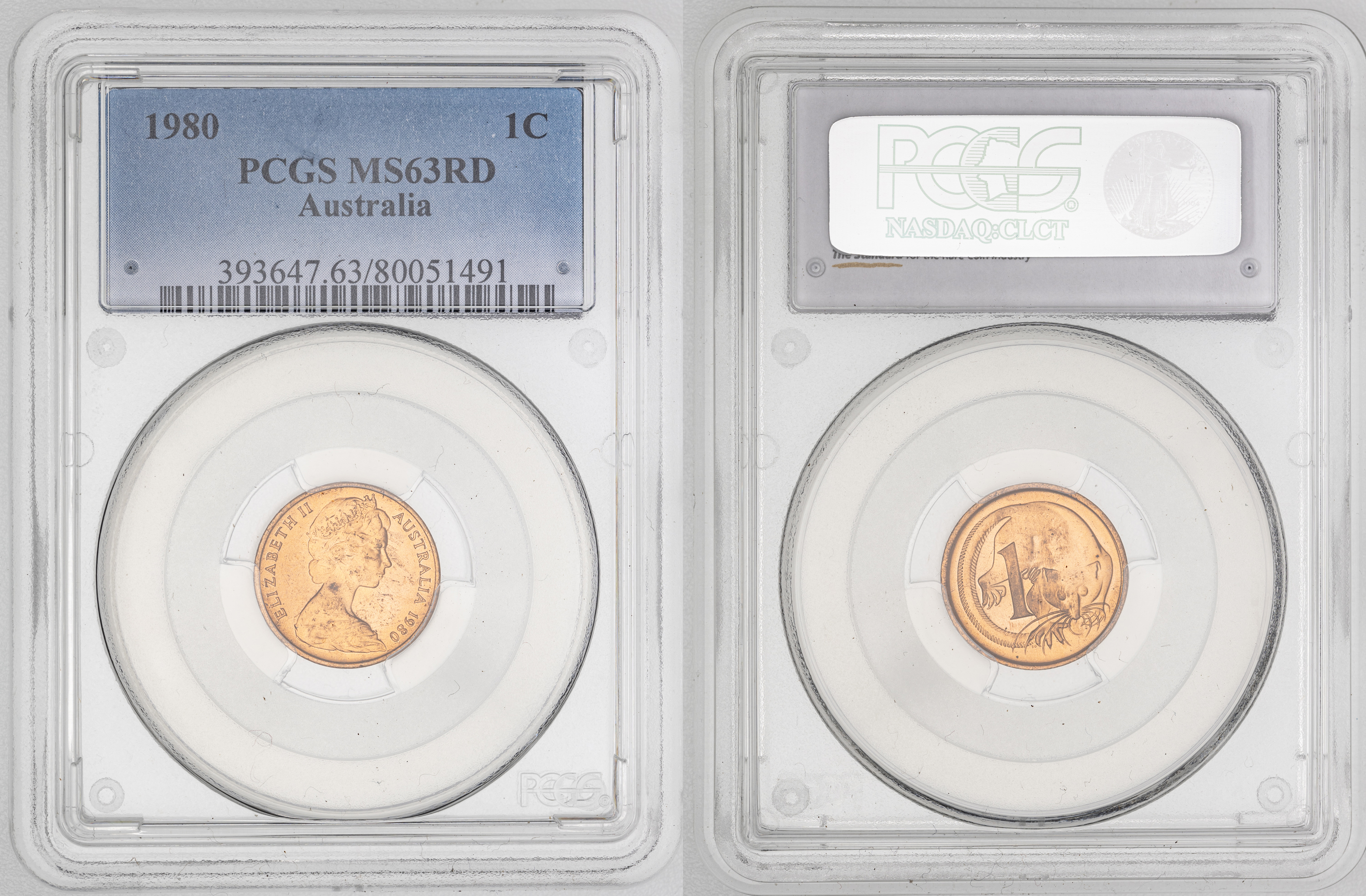 72 · Elizabeth II,  , One Cent, 1980, PCGS MS63RD