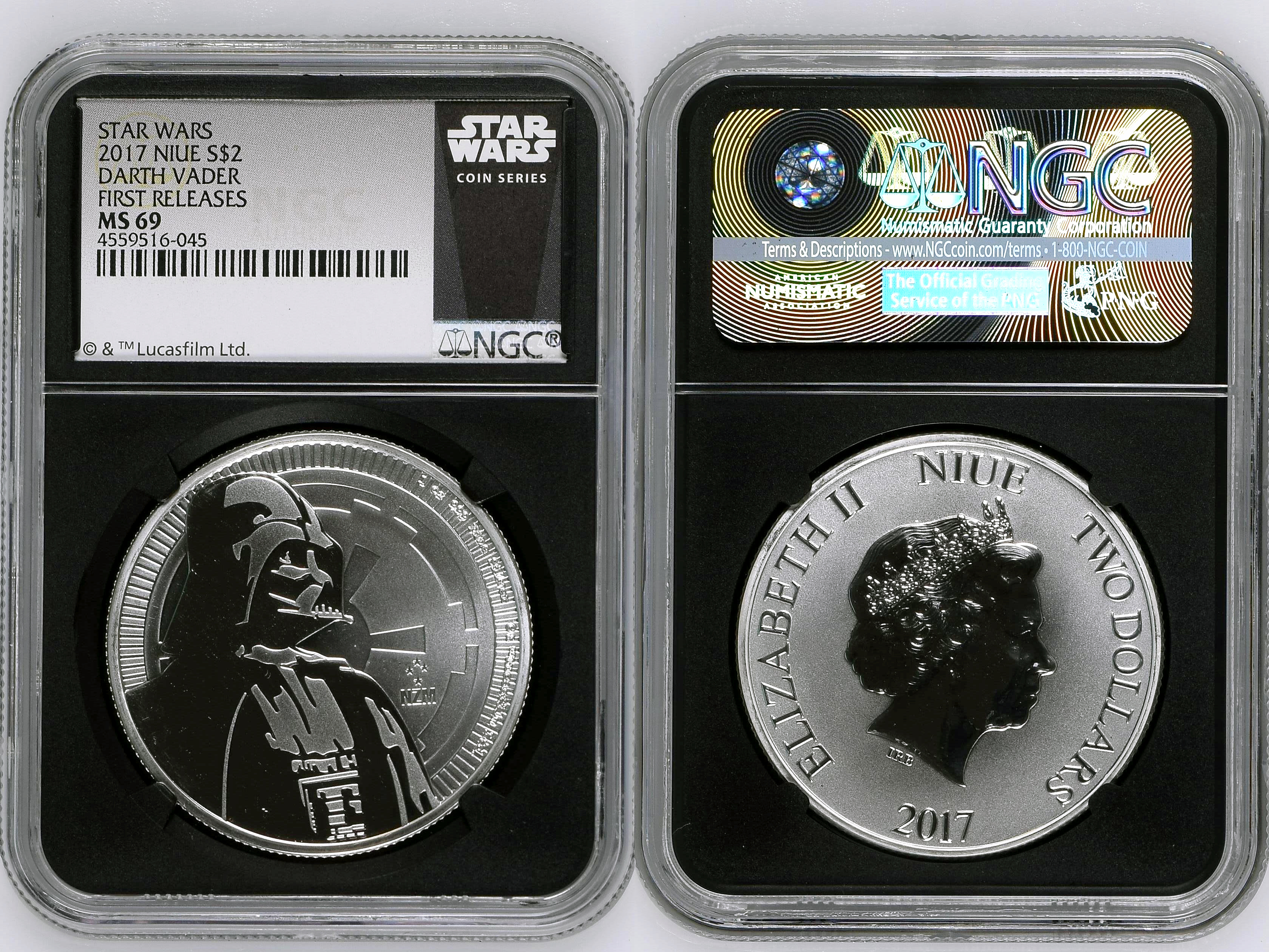 Niue, Darth Vader, Two Dollar, 2017, NGC MS 69