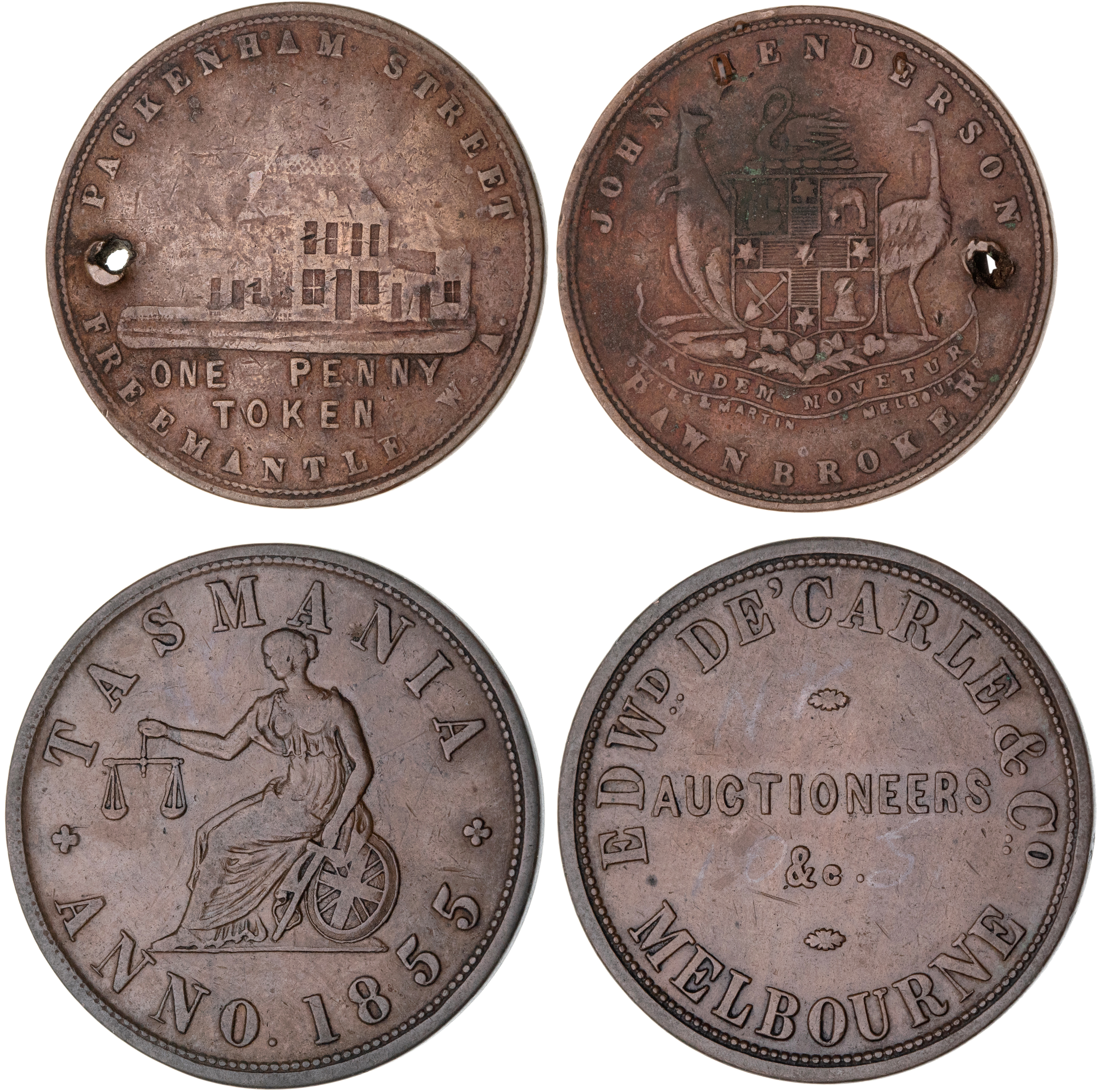Melbourne, Victoria, Edward de Carle & Co, Penny, 1855, aVF