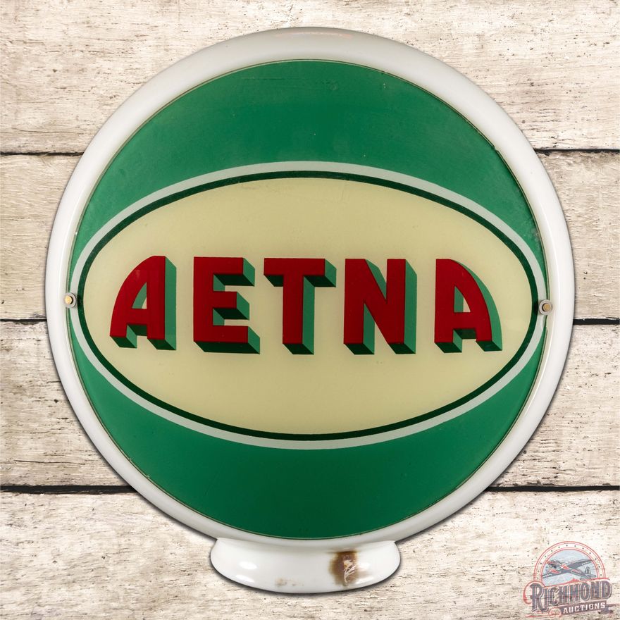 Aetna Gasoline 13.5" Complete Gas Pump Globe Milk Glass Body