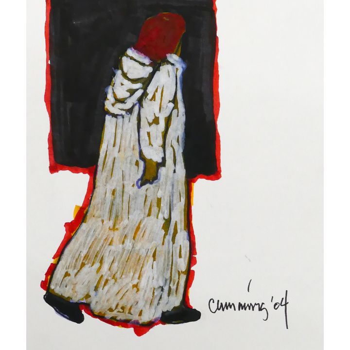 William Cumming 'Robed Figure' 2004 Gouache & Marker on Paper.