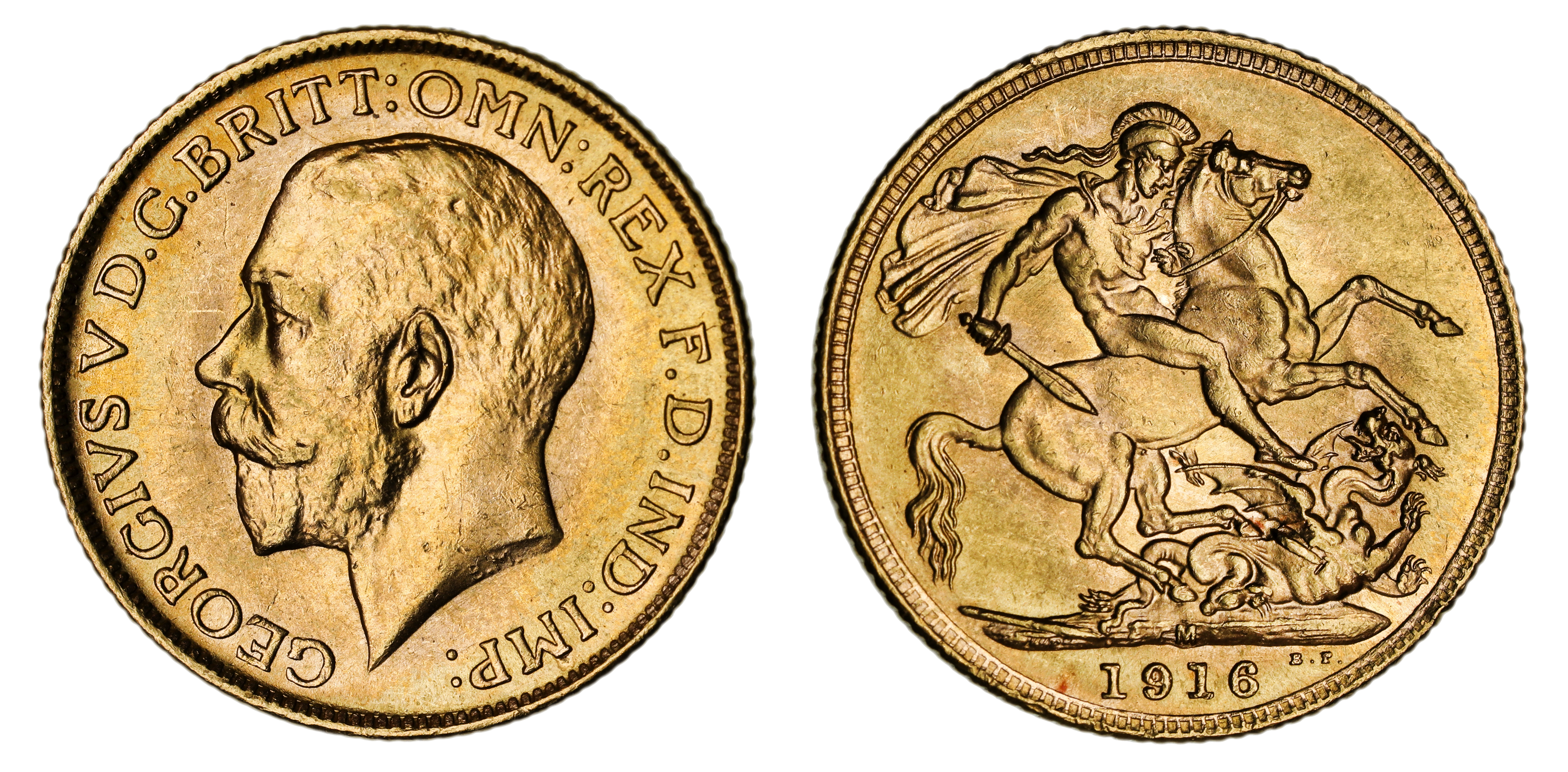 George V, St. George Reverse - Melbourne Mint, Sovereign, 1916, UNC