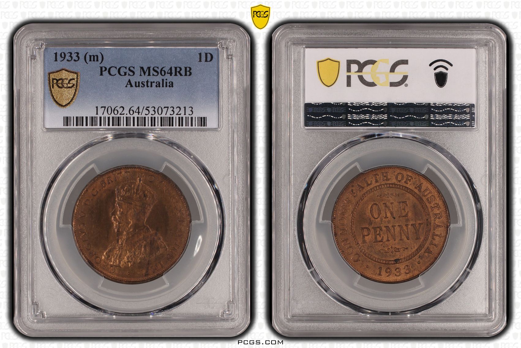 George V, Penny, 1933, PCGS MS64RB