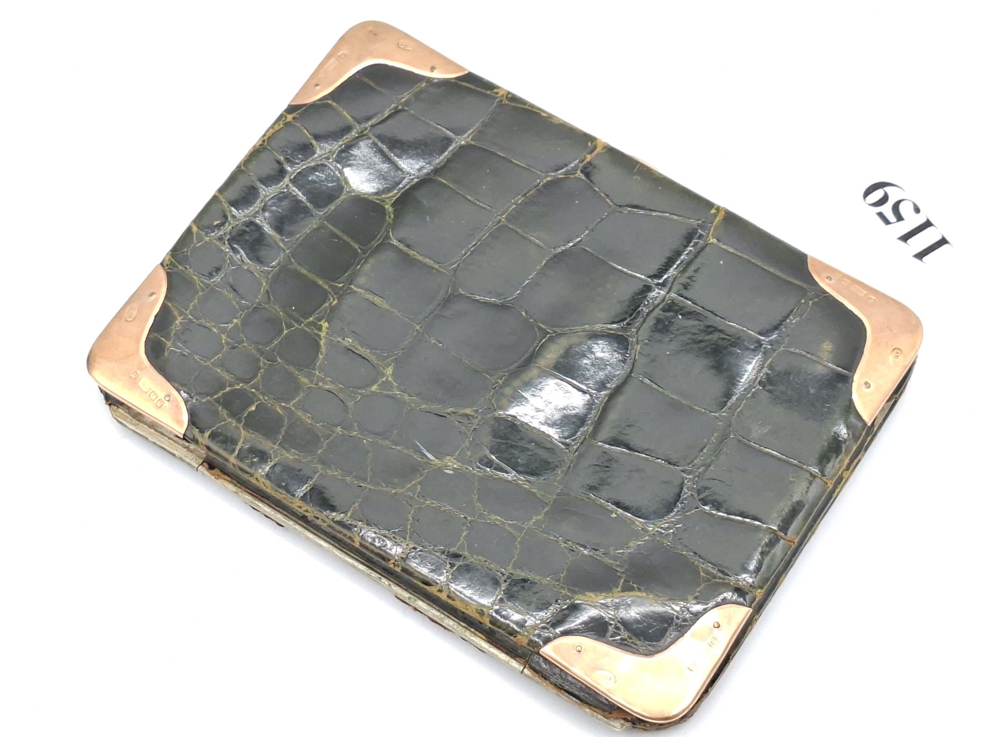 Vintage Crocodile Skin And 9ct Gold Wallet