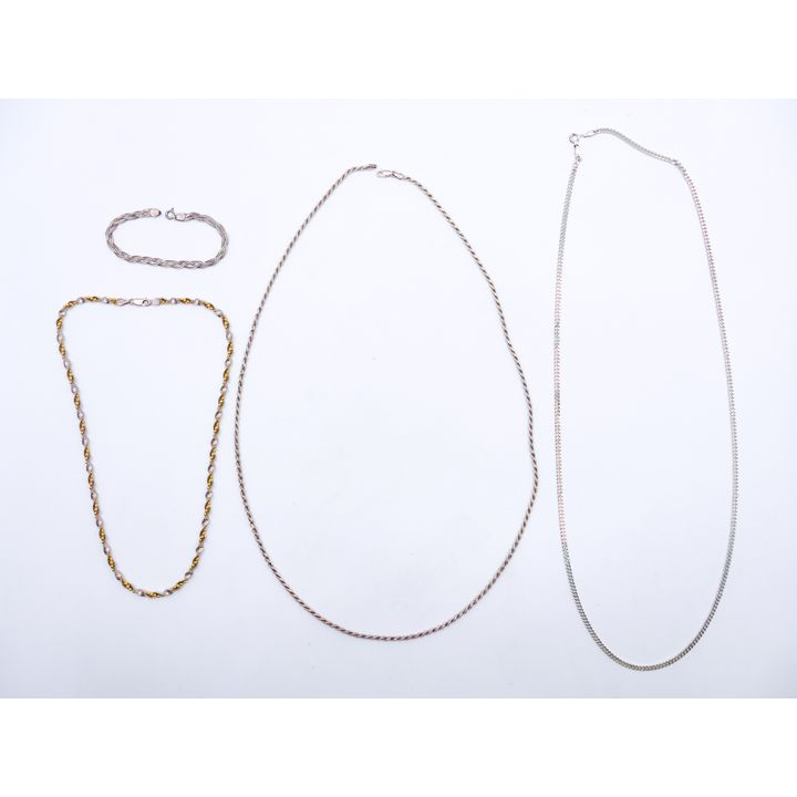 Box Sterling Chain Necklaces & Bracelet - 60 Grams TW