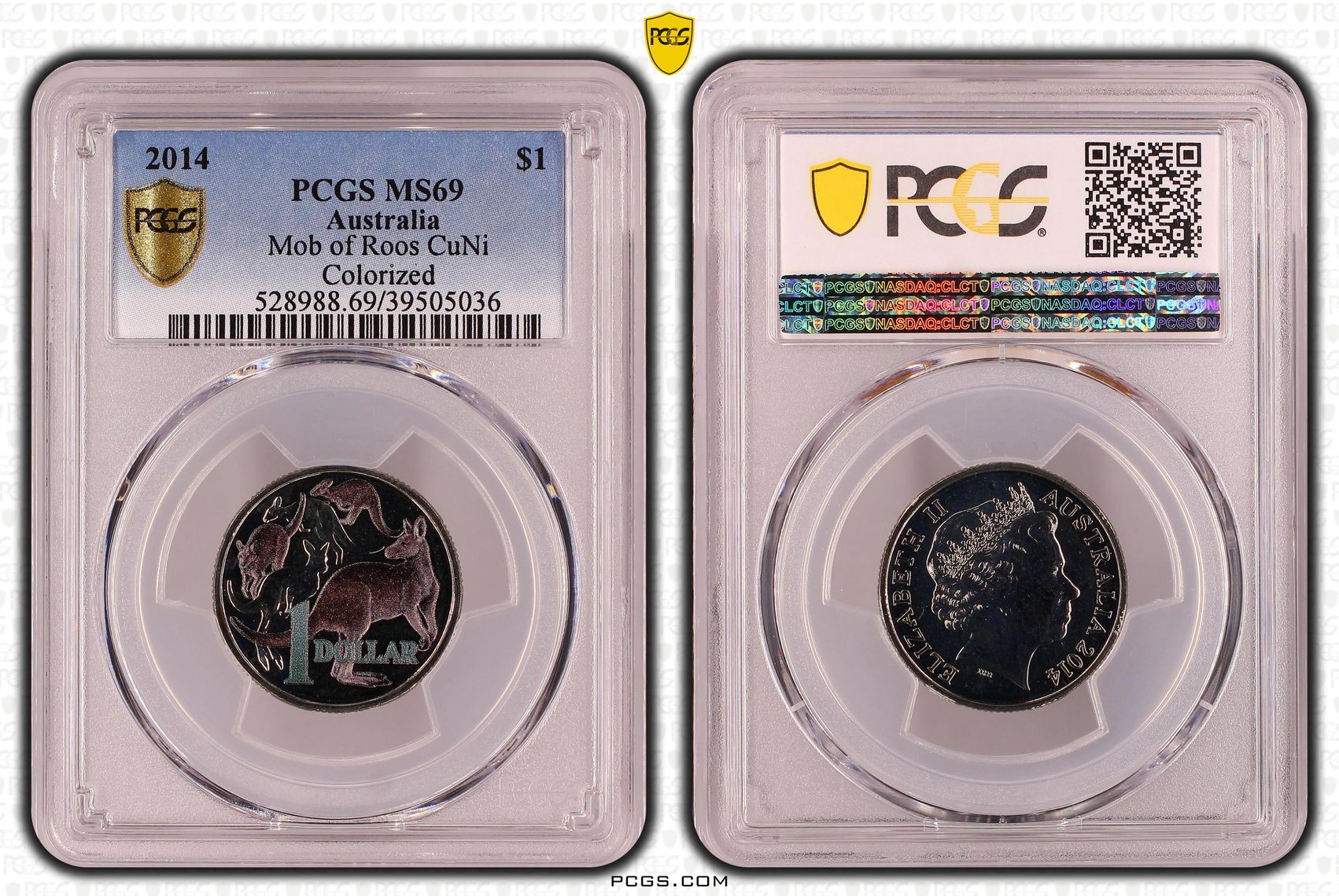 429 · Mob of Roos CuNi Colorized, One Dollar, 2014, PCGS MS69