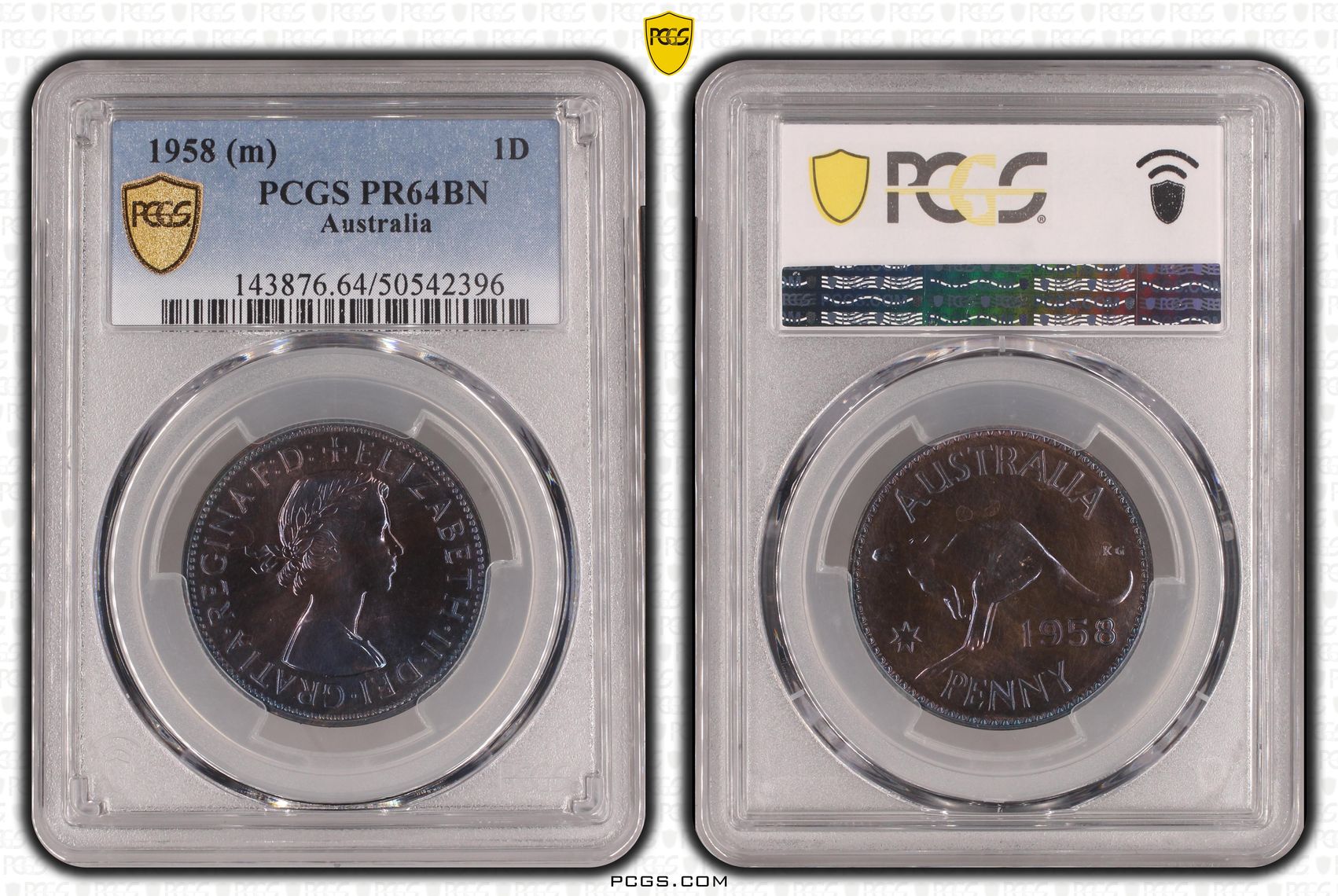 Elizabeth II, Penny, 1958, PCGS PR64BN