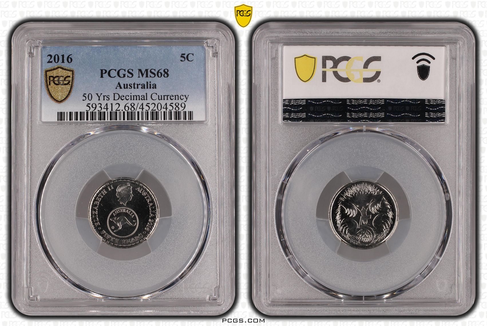 50 Yrs Decimal Currency, Five Cent, 2016, PCGS MS 68