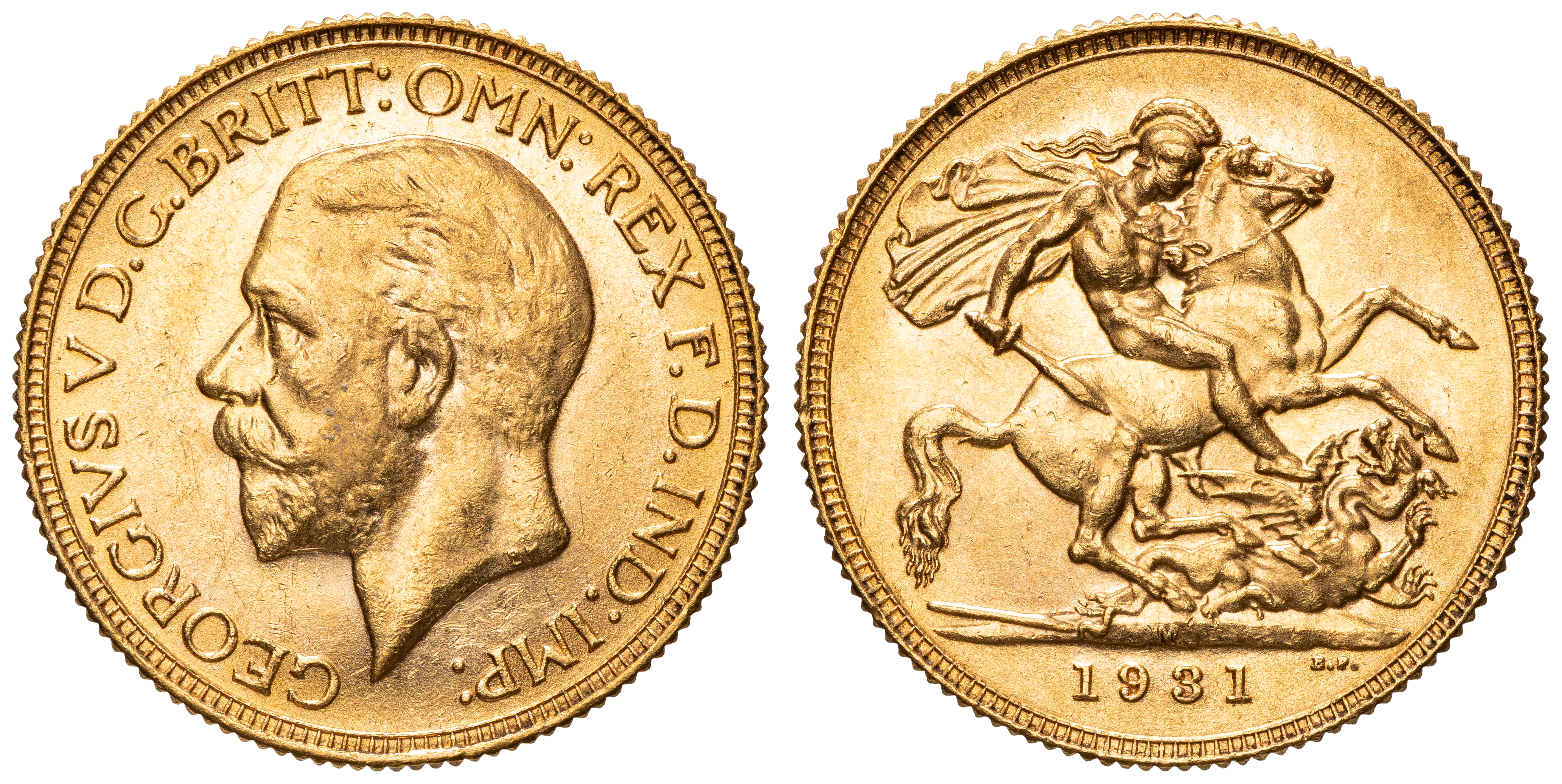 George V, Sovereign, 1931-M, aUNC