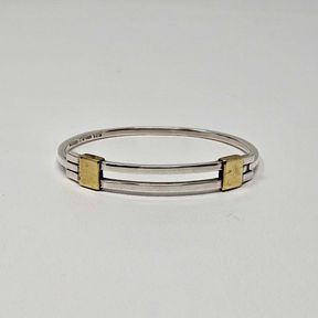 Southwestern Sterling Gold Tone Clasp Bangle Bracelet