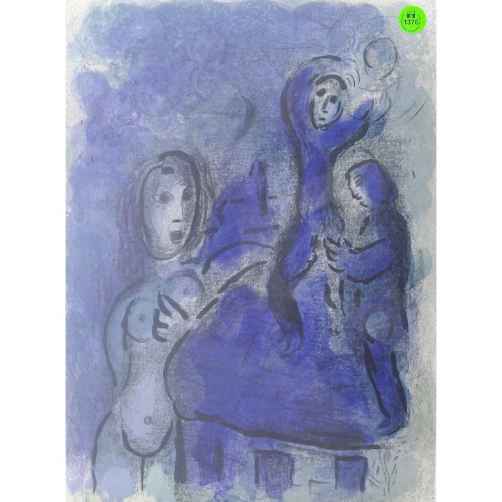 Marc Chagall ''Rehab and the Spies of Jericho'' 1956 Color Lithograph