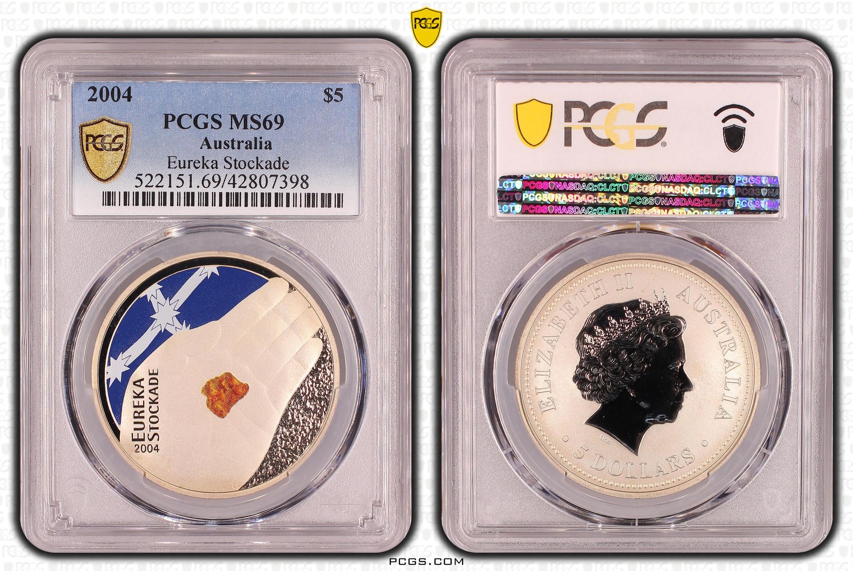 Elizabeth II, Eureka Stockade, Five Dollar, MS69 , 2004
