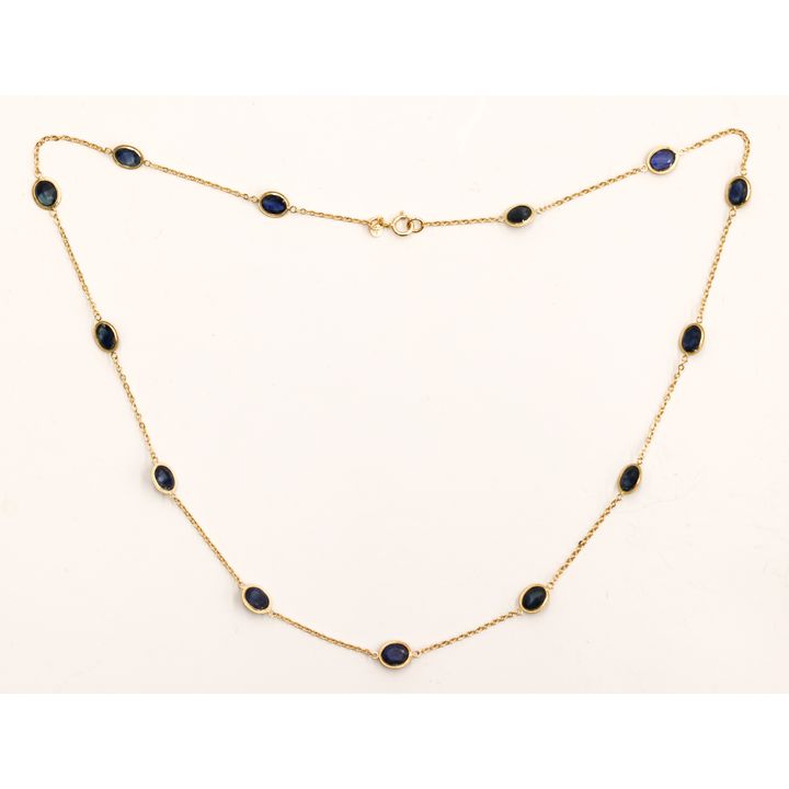 Elegant 18k Sapphire Station Necklace 18''
