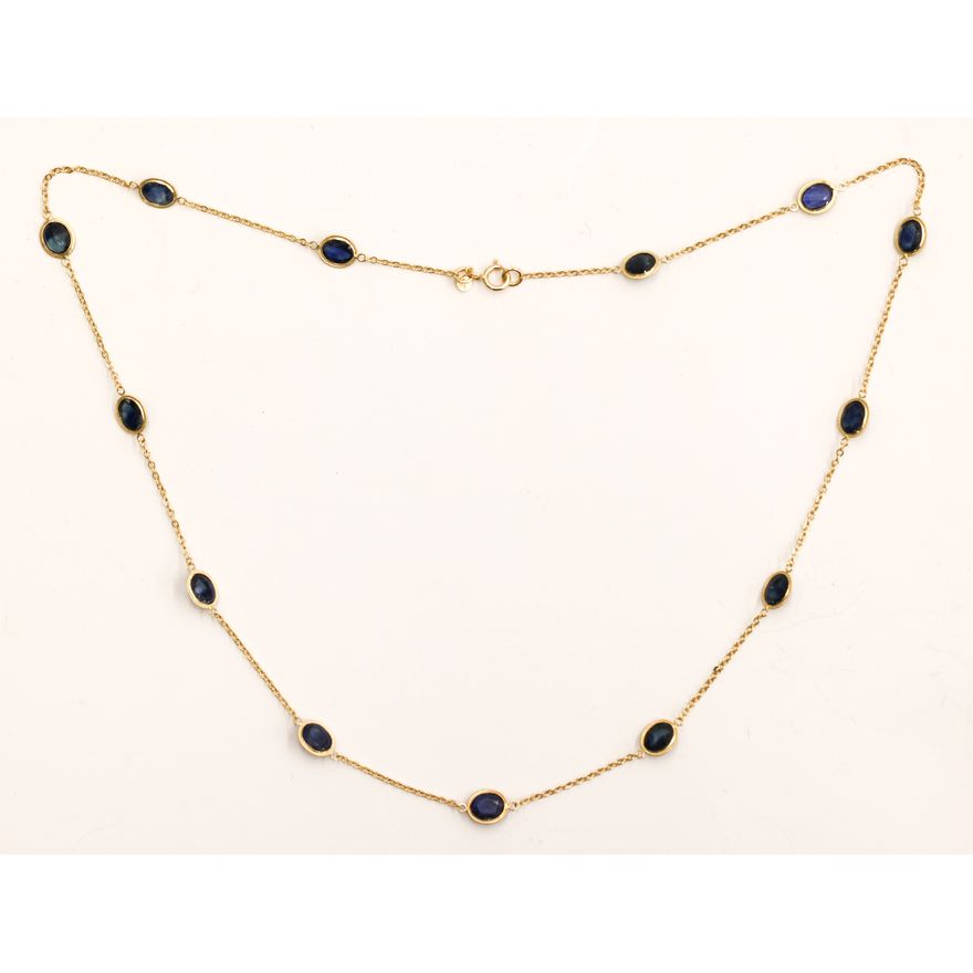 Elegant 18k Sapphire Station Necklace 18''