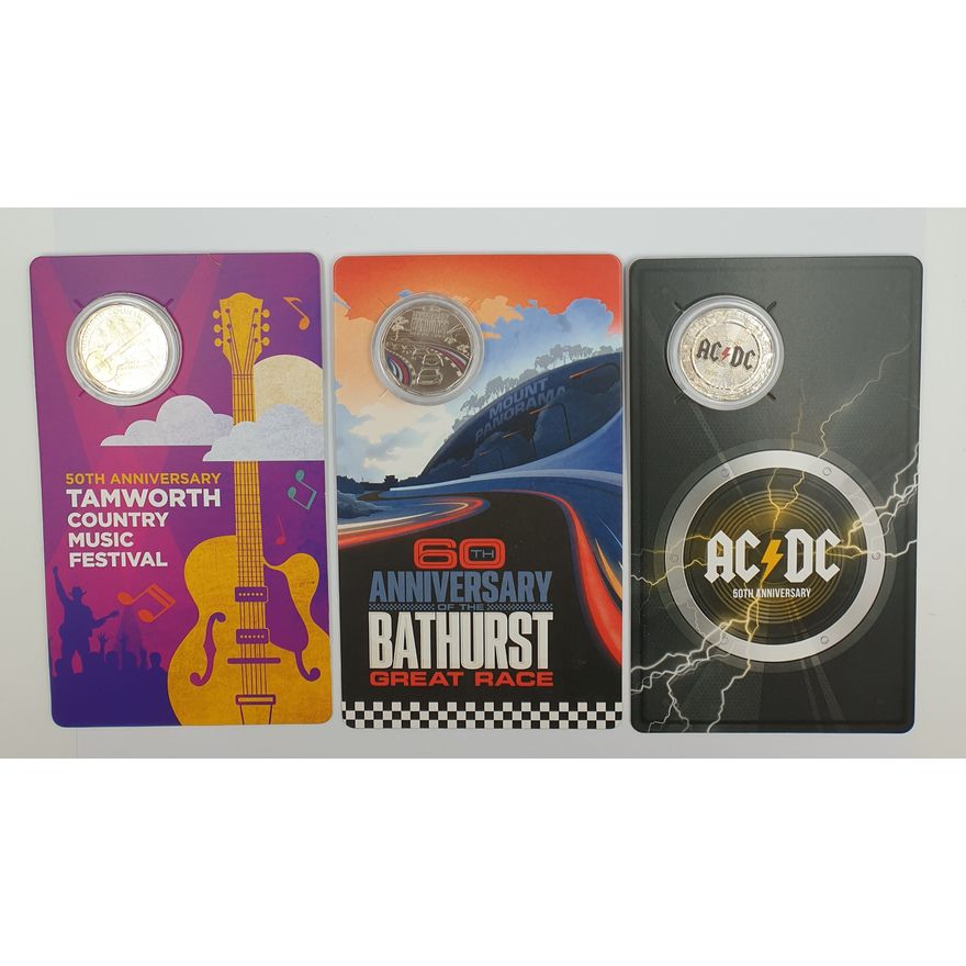 Aus. 50c Carded Coins (x3)