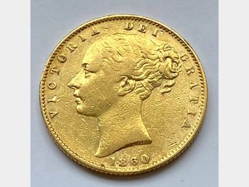 1860 VICTORIA 'LARGE 0' SHIELD GOLD SOVEREIGN