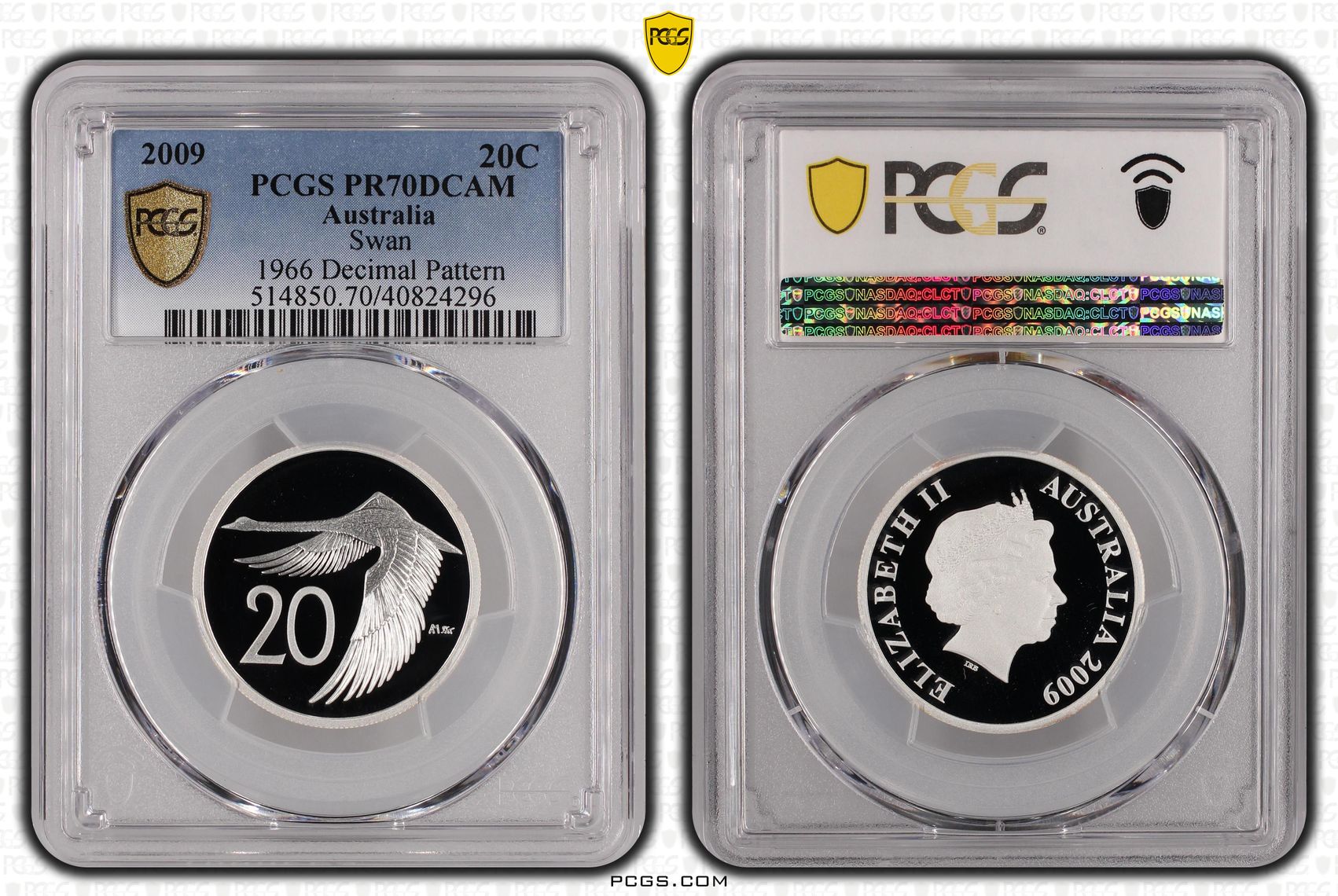 232 · 2009 Australia Twenty Cent, 20c Silver Proof 1966 Decimal Pattern PCGS - PR70DCAM POP 3/0 -296