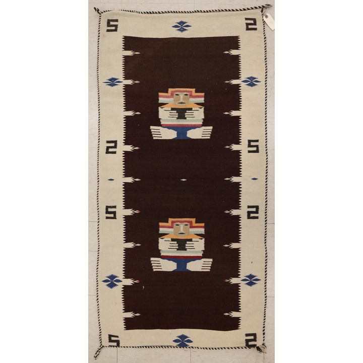 Old Zapotec Mexican Pictorial Wool Rug 2'3''x4'6'' - Some edge loss