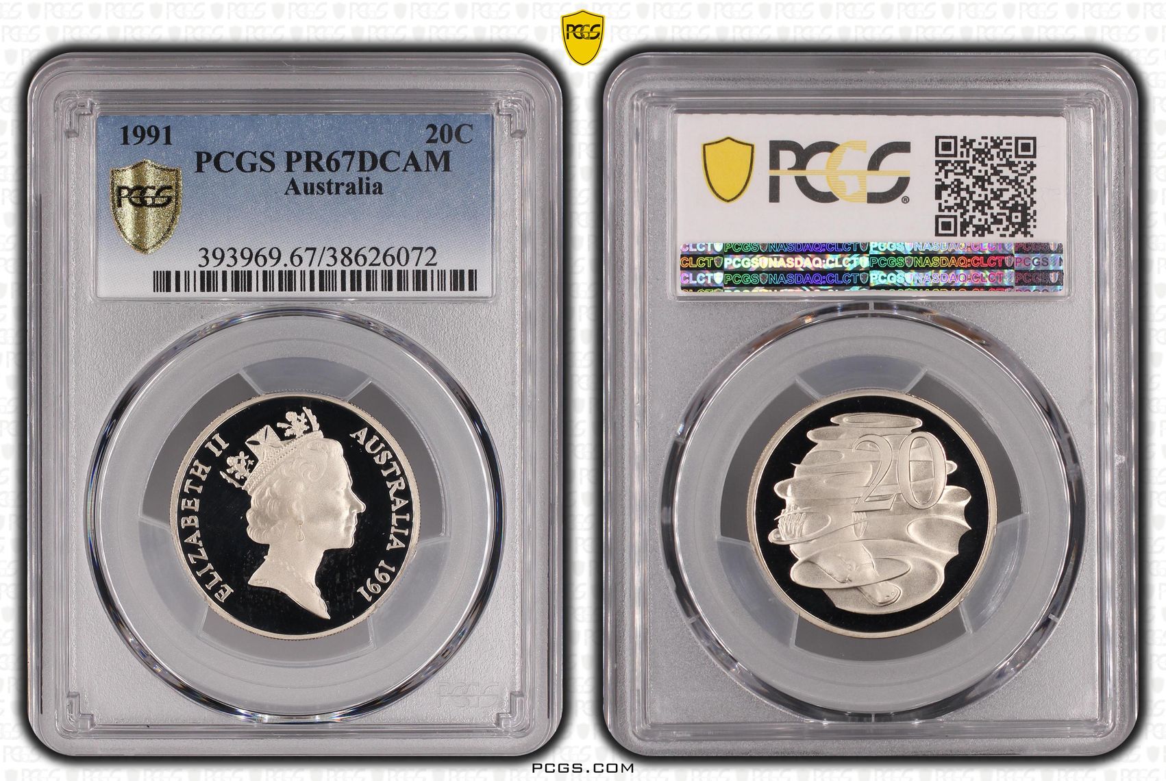 Twenty Cent, 1991, PCGS PR67DCAM