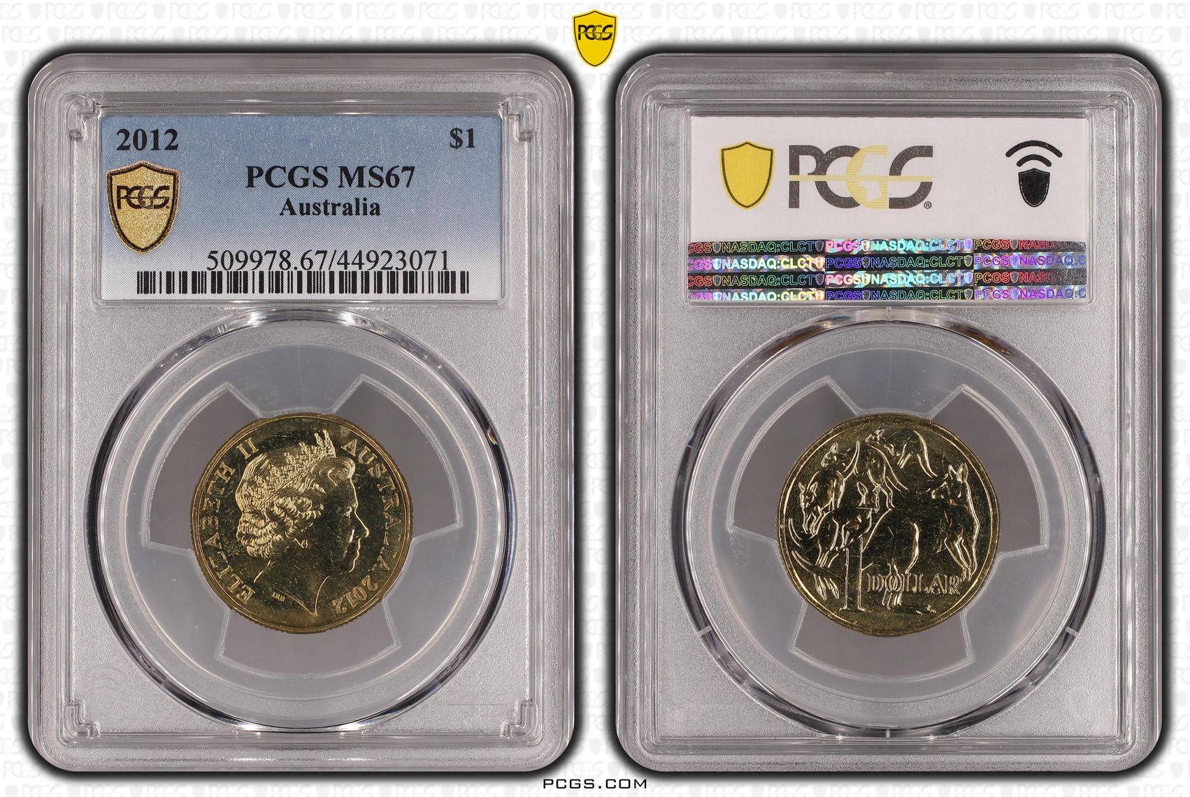 204 · 2012 Australia One Dollar, $1 PCGS - MS67 POP 9/0 -071