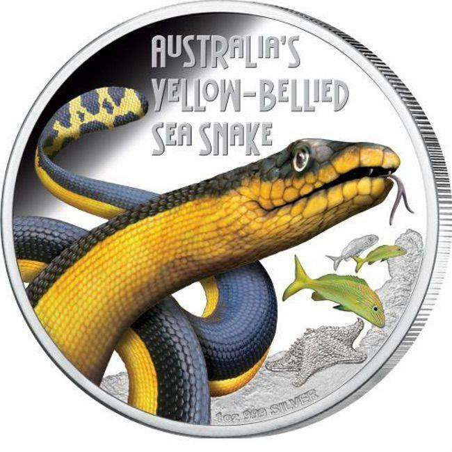 2013 RAM $1 Silver 1oz Australian Yellow Bellied Sea Snake Proof Coin - Box & COA