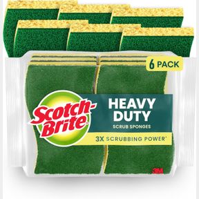 SCOTCH-BRITE HEAVY DUTY SCRUB SPONGES, SPONGES FOR CLEANING KITCHEN AND HOUSEHOLD, HEAVY DUTY SPONGES SAFE FOR NON-COATED COOKWARE