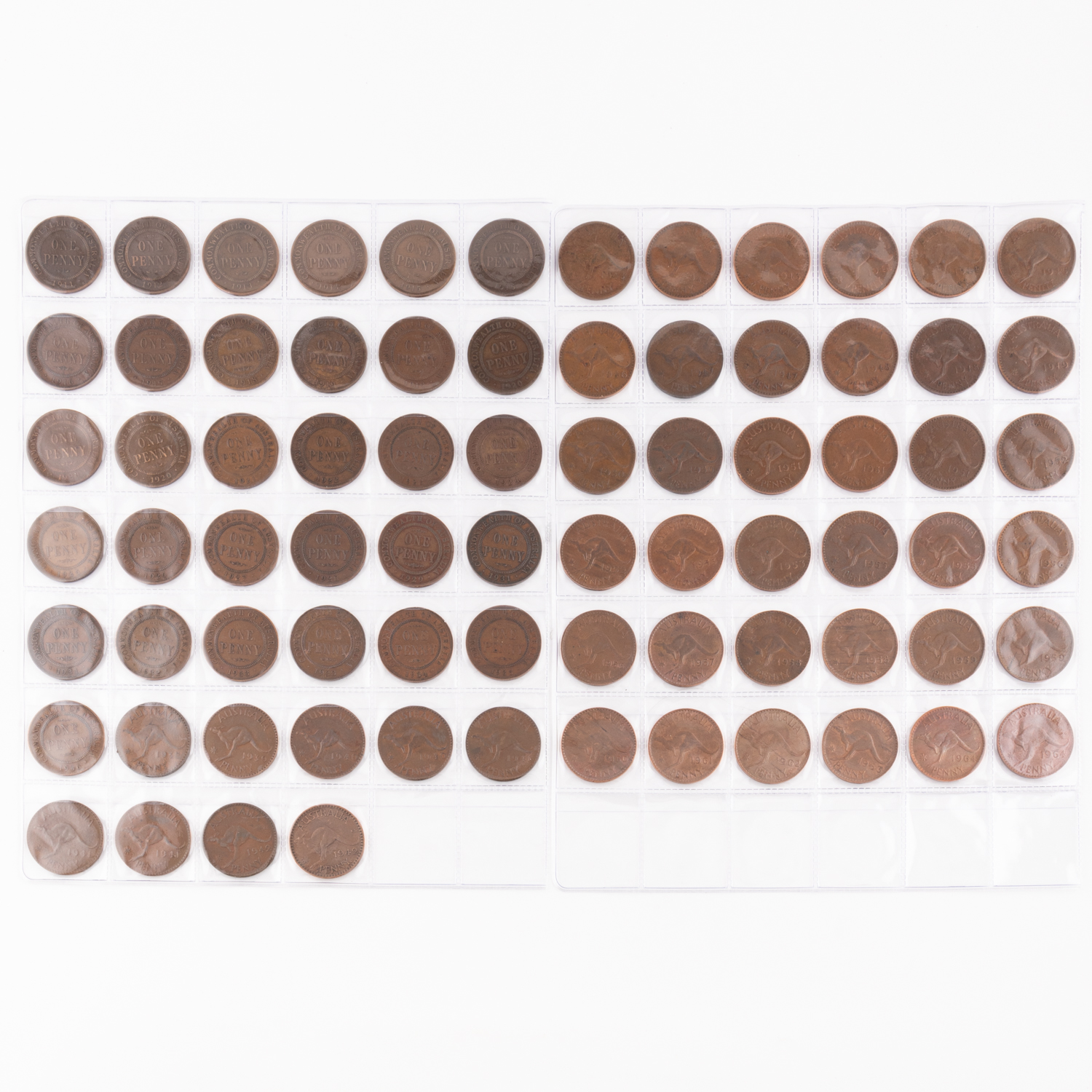 George V - Elizabeth II, Date Set, Penny, 1911 - 1964,