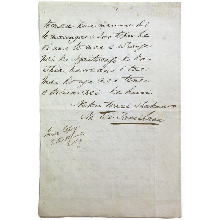 WILLIAM THOMPSON  [WIREMU TAMIHANA TERAPIPIPI] - Contemporary copies of two letters