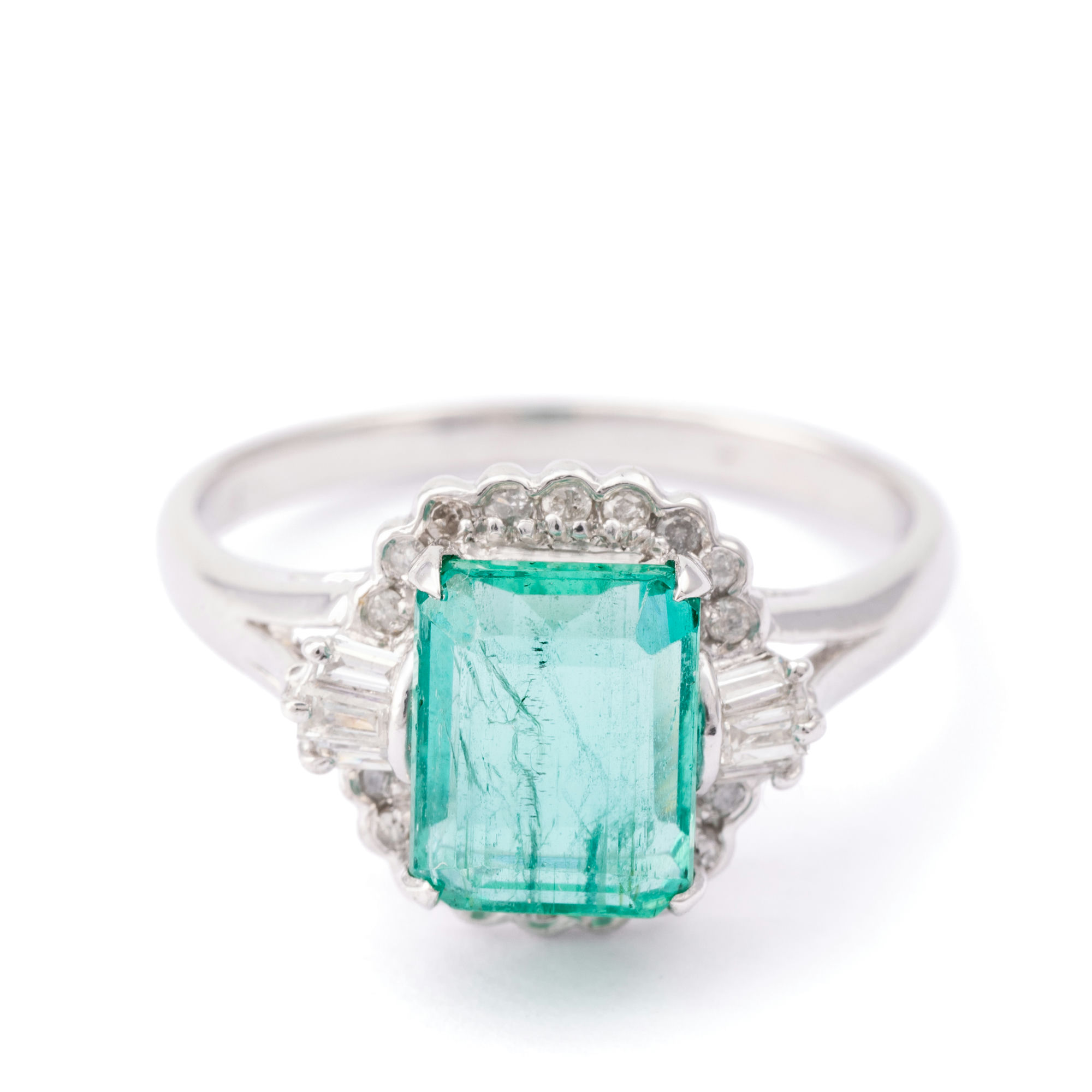 2.00 Carat Emerald and Diamond Ring in Platinum