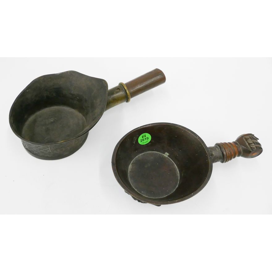 2pc Antique Chinese Metal Irons- 8'' and 9''