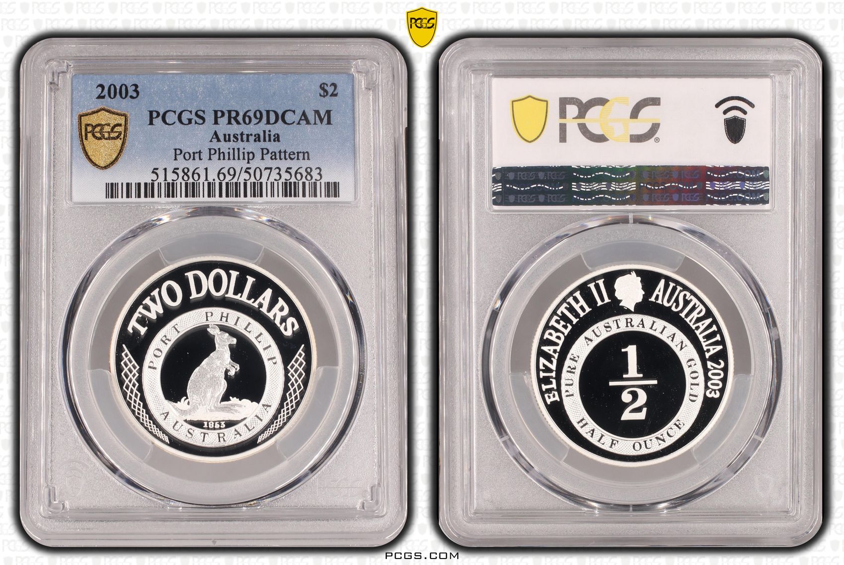 Port Phillip Pattern , Two Dollar, 2003, PCGS PR69DCAM