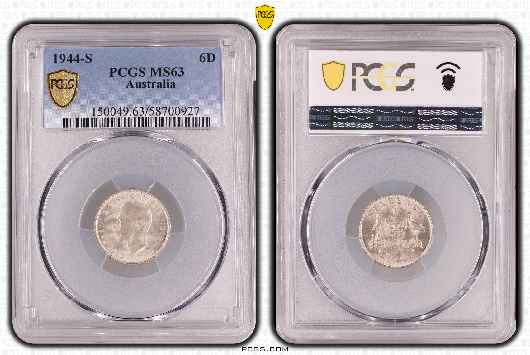 George VI, Sixpence, 1944-S, PCGS MS63
