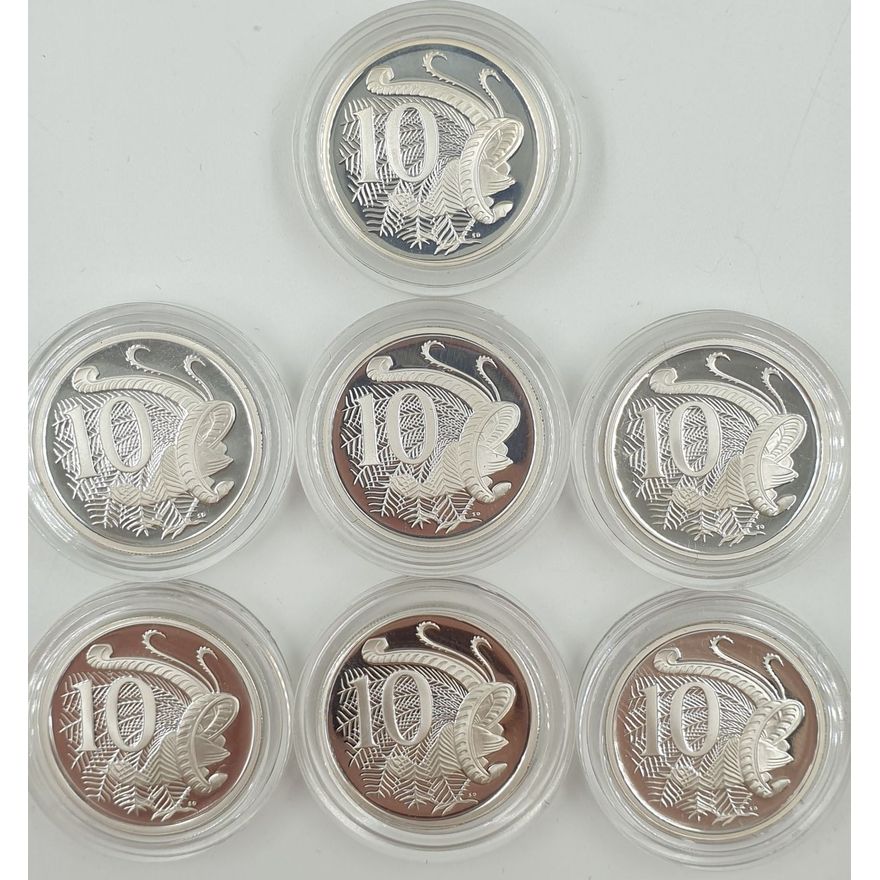 Silver Aus. 10c Coins (x7)