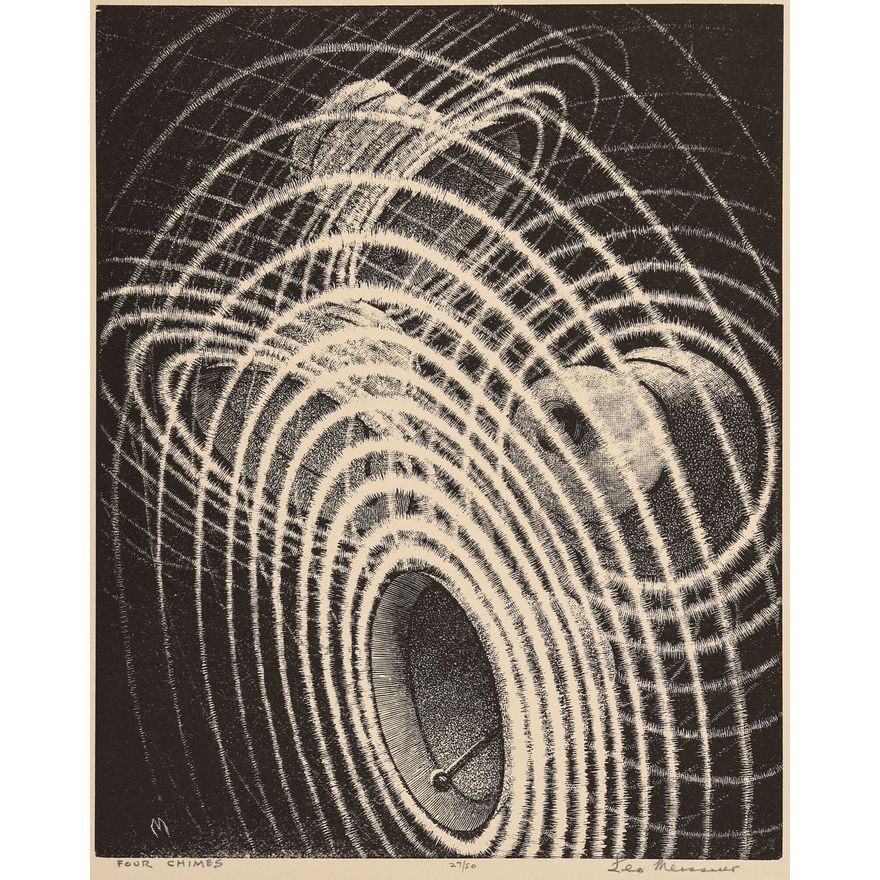 Leo Meissner ''Four Chimes'' Wood Engraving