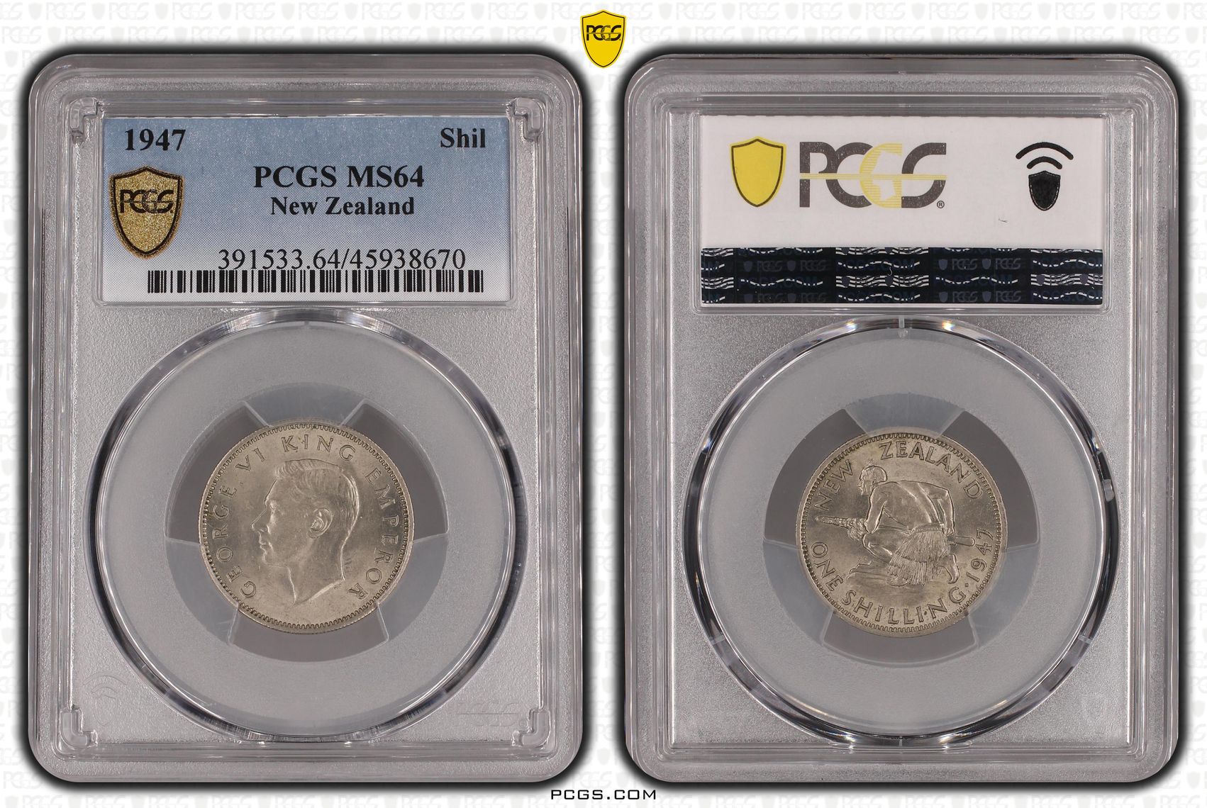 1947 New Zealand Shilling PCGS - MS64 -670