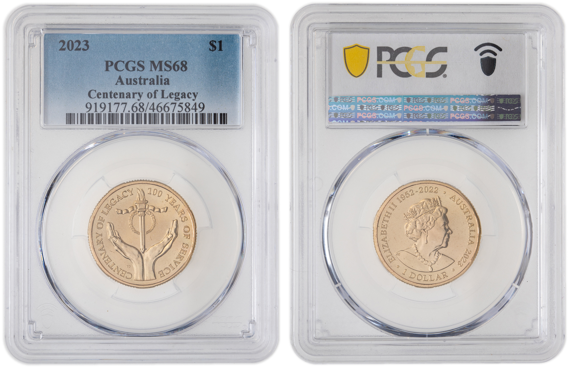 Elizabeth II, Centenary of Legacy, One Dollar, 2023, PCGS MS68