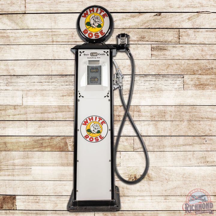 Wayne Model #40 Computing Gas Pump White Rose Gasoline