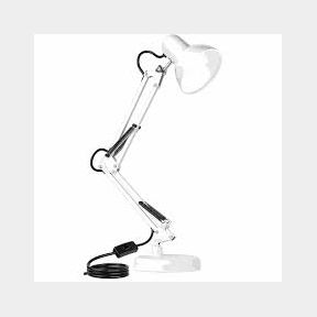 Metal Desk Lamp with Adjustable Swing Arm Reading Lamp for Home Office - White- 51745/25188