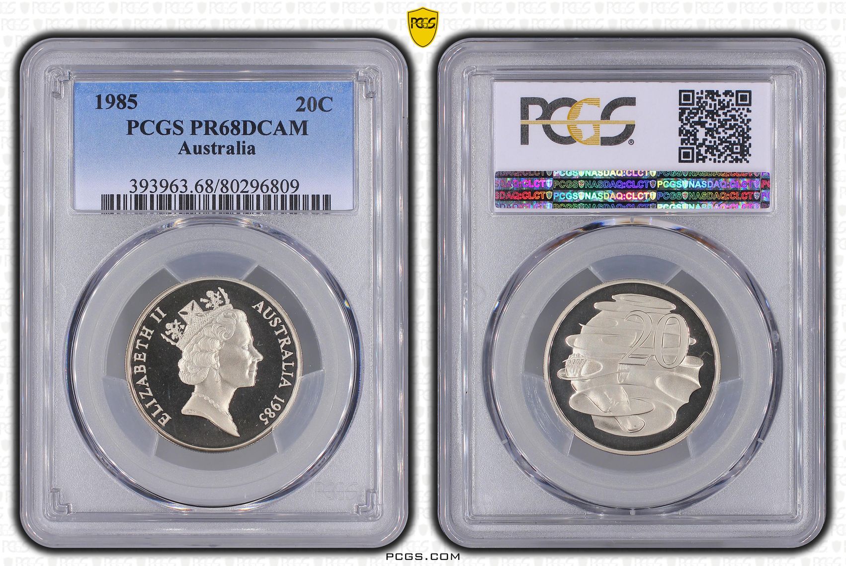 Elizabeth II, Twenty Cent, 1985, PCGS PR68DCAM